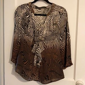 Robert Graham Women’s animal print silk top S